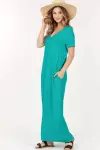 Basic Short Sleeve V Neck Maxi Dress